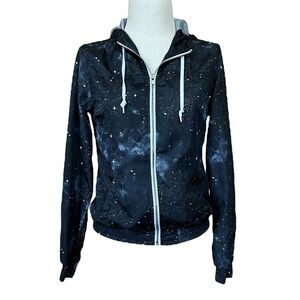 Zine Medium Unisex Galaxy Lightweight Hooded Windbreaker Casual Streetwear Space